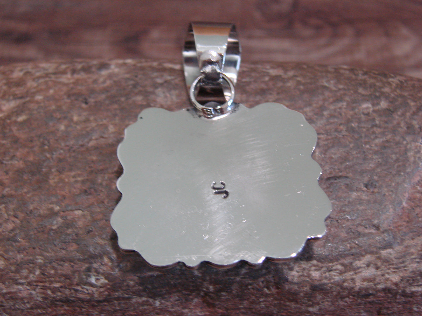 Native American Navajo Nickel Silver & Turquoise Pendant - Cleveland