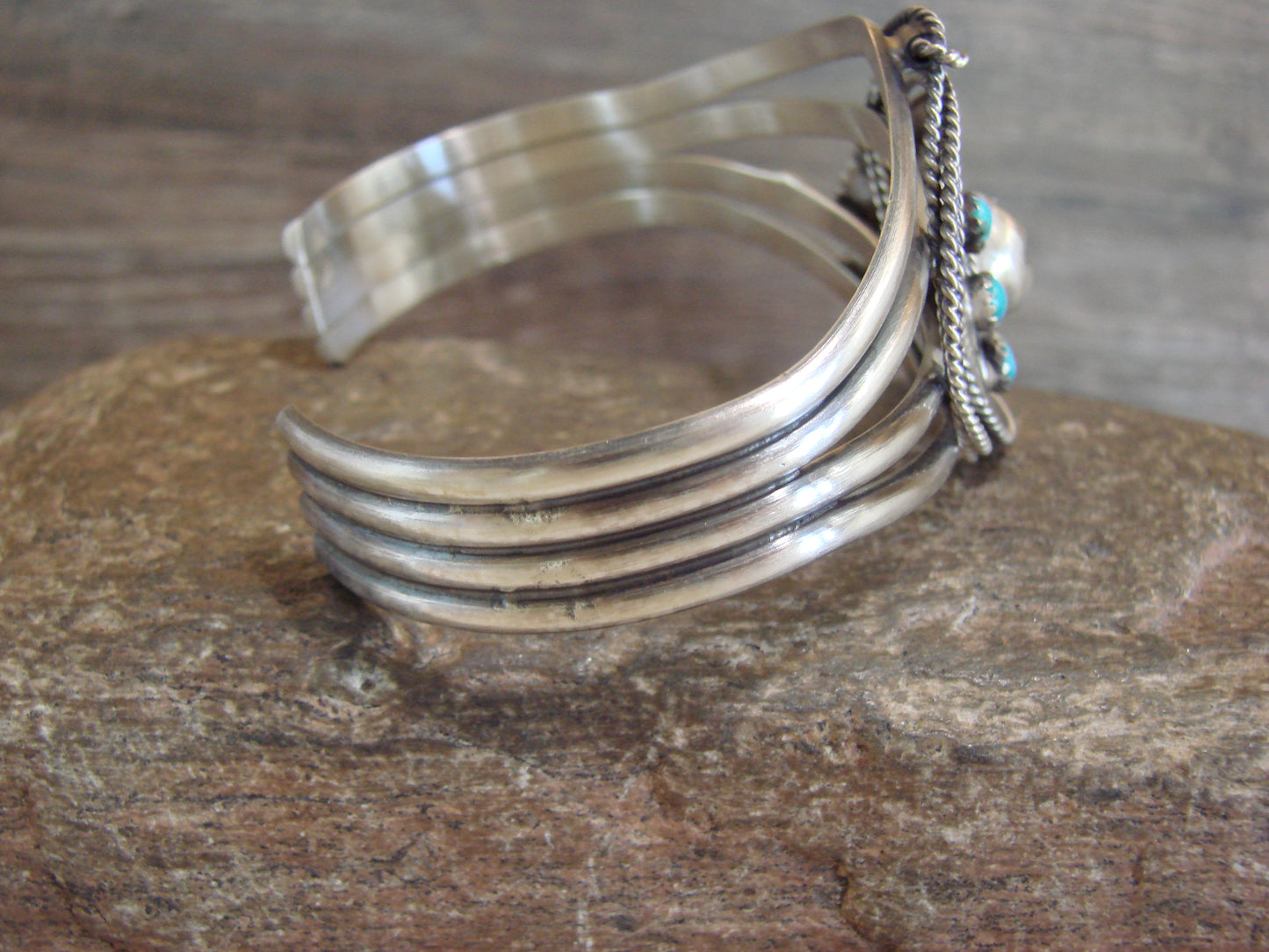 Native American Sterling Silver & Turquoise Roping Cowgirl Bracelet by Platero