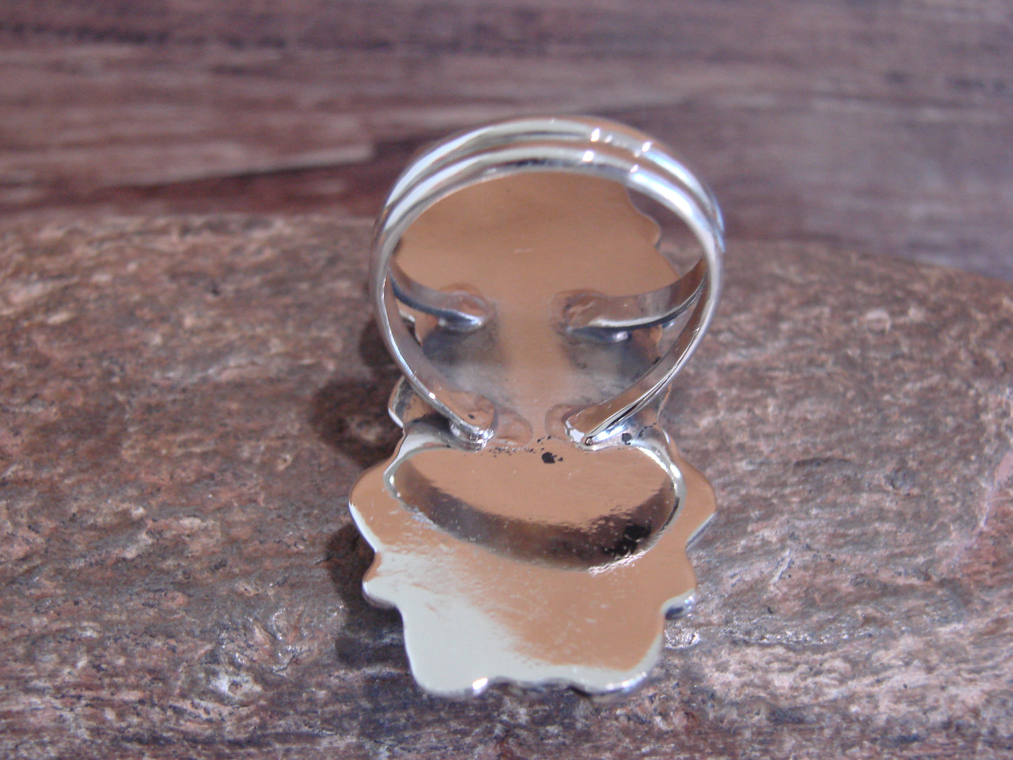 Native American Nickel Silver & Turquoise Ring by Cleveland - Size 11.5