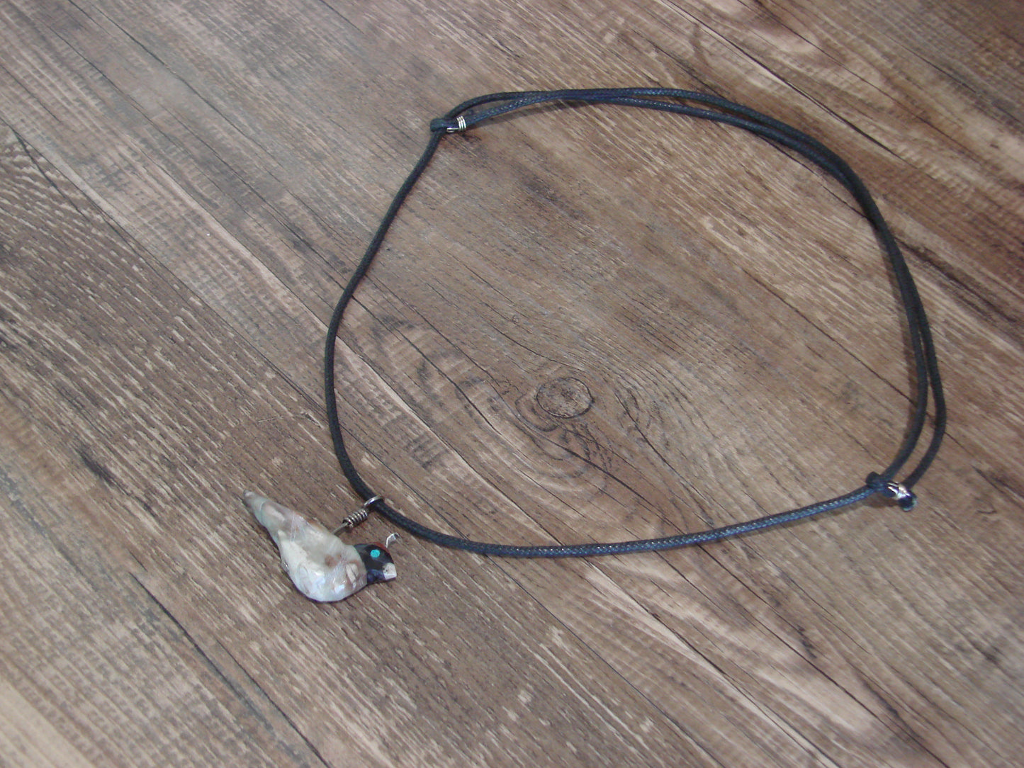 Hand Carved Picasso Marble Quail Fetish Necklace by Matt Mitchell