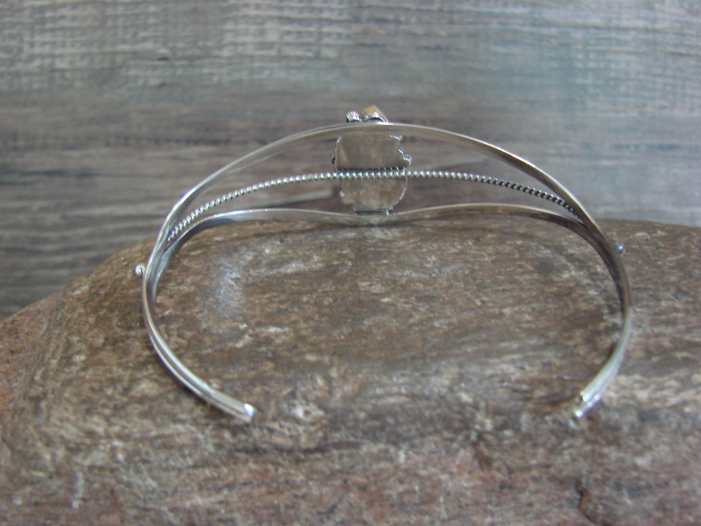 Native American Sterling Silver White Opal Feather Bracelet by Largo