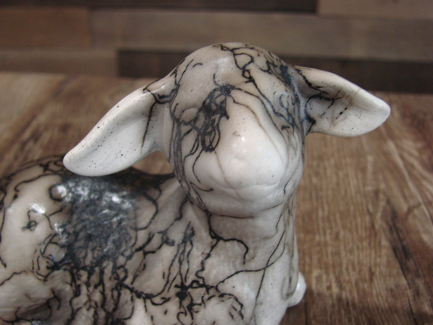 Native American Pottery Horse Hair Lamb Sculpture by Vail