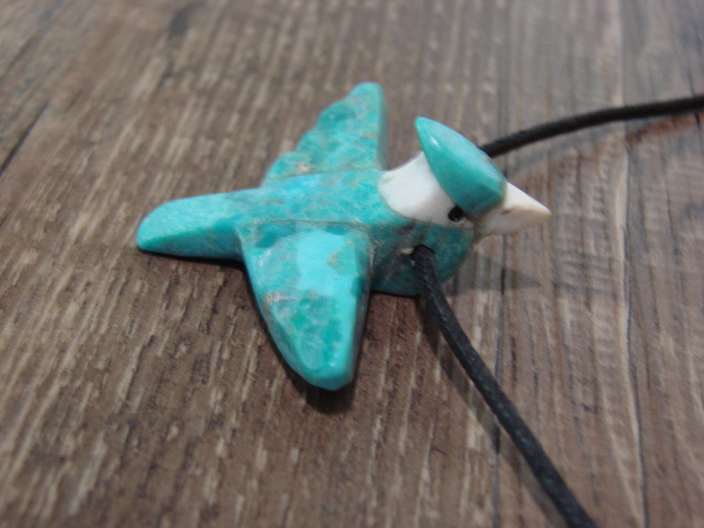 Hand Carved Turquoise Blue Jay Fetish Necklace by Matt Mitchell