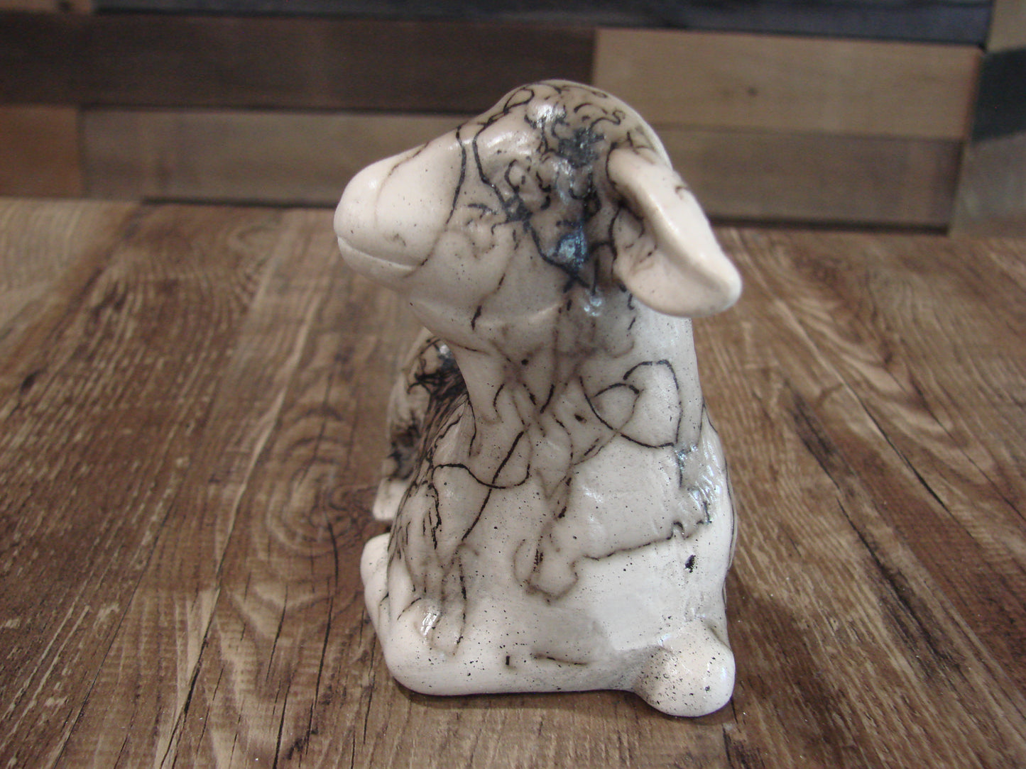 Native American Pottery Horse Hair Lamb Sculpture by Vail