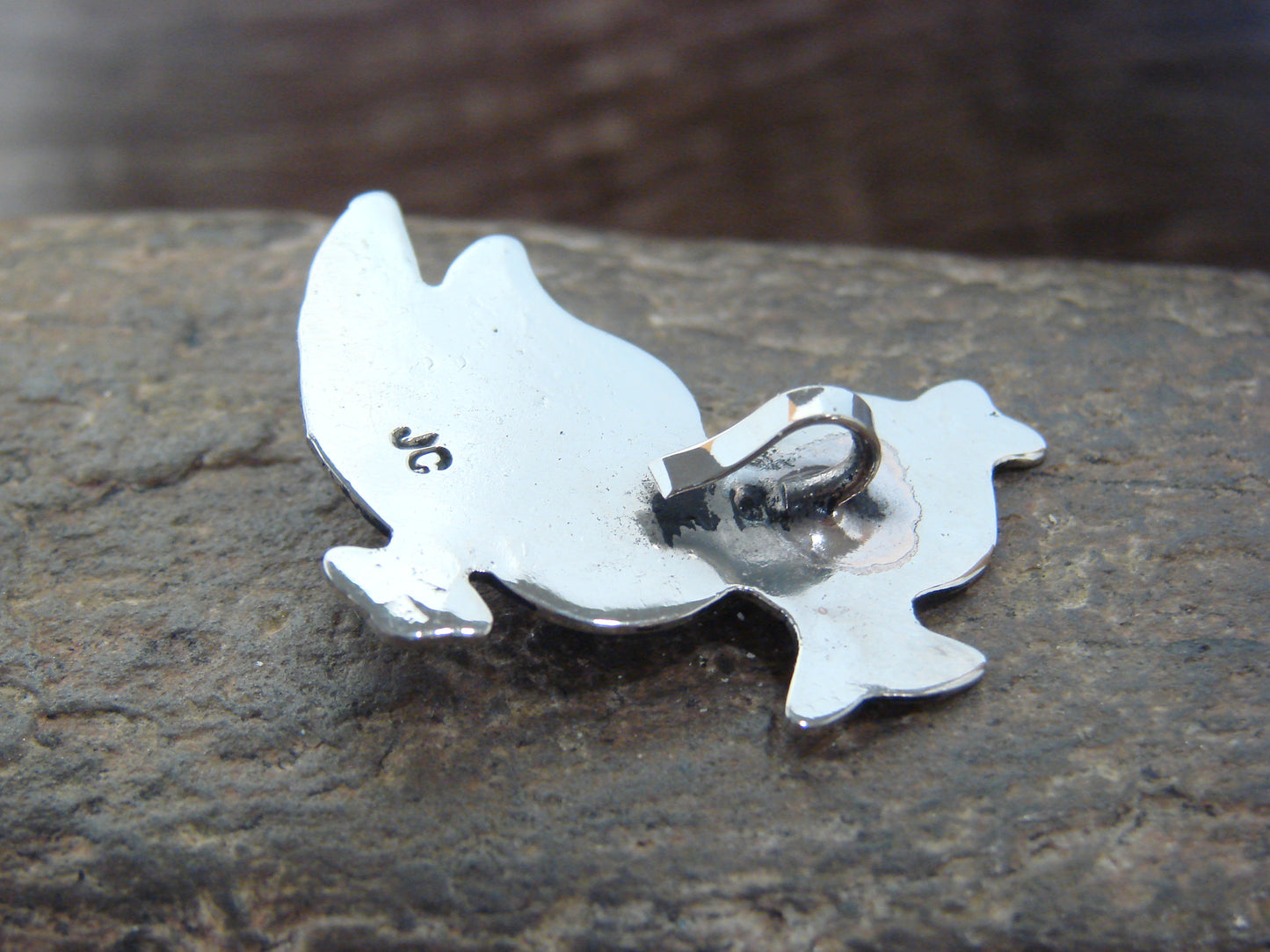 Native American Nickel Silver & Lapis Duck Pendant - Cleveland