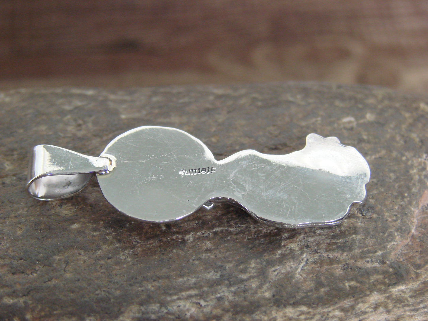 Native American Sterling Silver Turquoise Wolf Pendant by Yellowhair