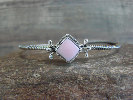 Native American Sterling Silver & Pink Shell Bracelet by Mike Smith