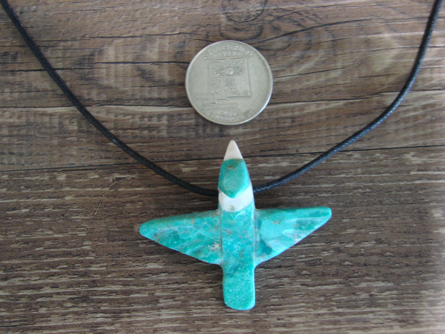 Hand Carved Turquoise Blue Jay Fetish Necklace by Matt Mitchell