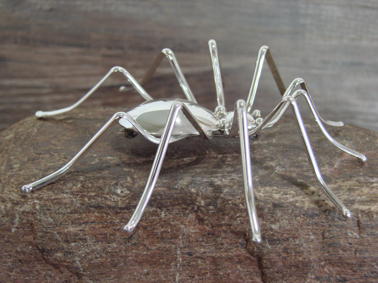 Large Native American Sterling Silver Spider Pin by Garfield