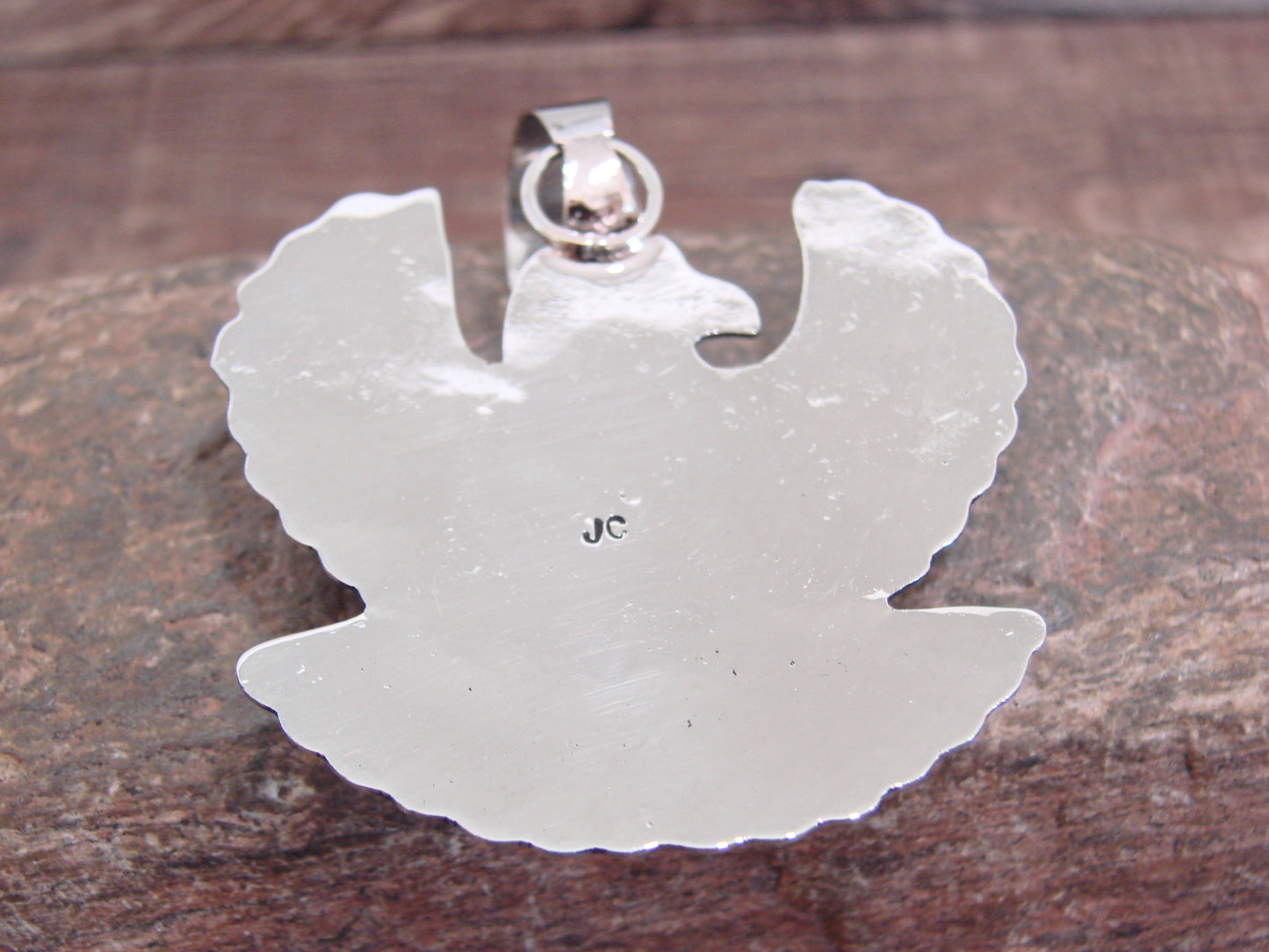 Native American Nickel Silver & Turquoise Eagle Pendant - Cleveland