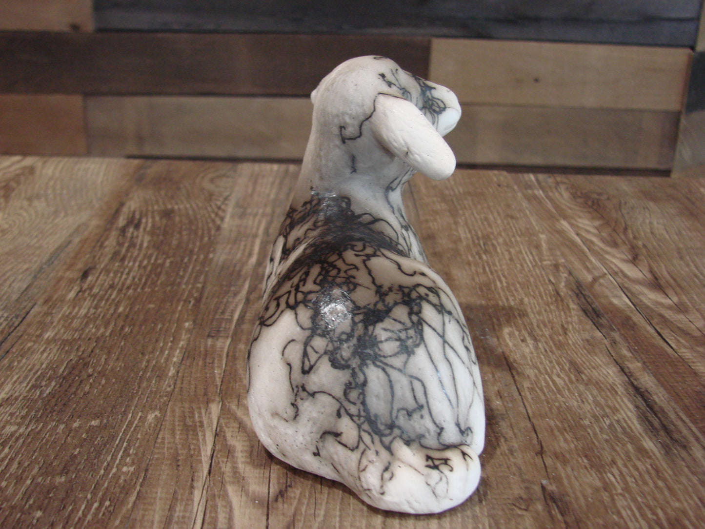 Native American Pottery Horse Hair Lamb Sculpture by Vail