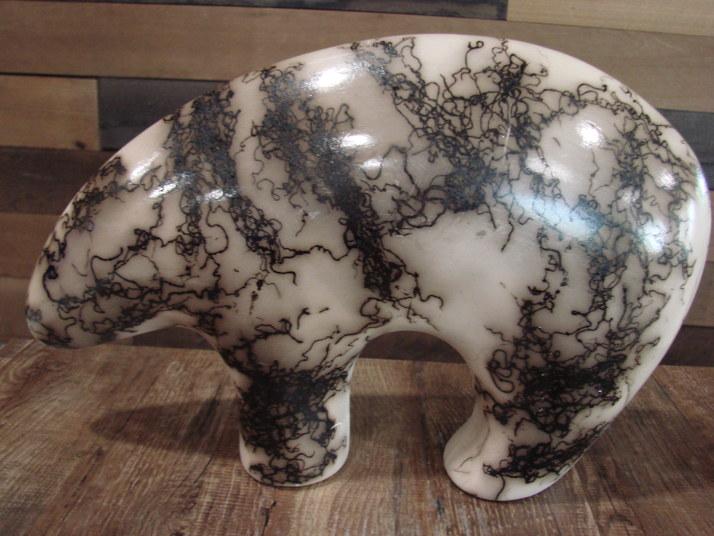 Native American Pottery Horse Hair Bear Sculpture by Vail