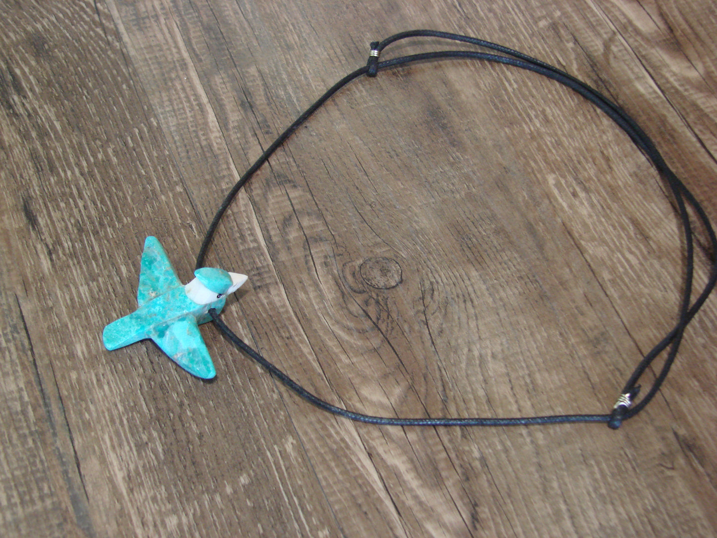 Hand Carved Turquoise Blue Jay Fetish Necklace by Matt Mitchell