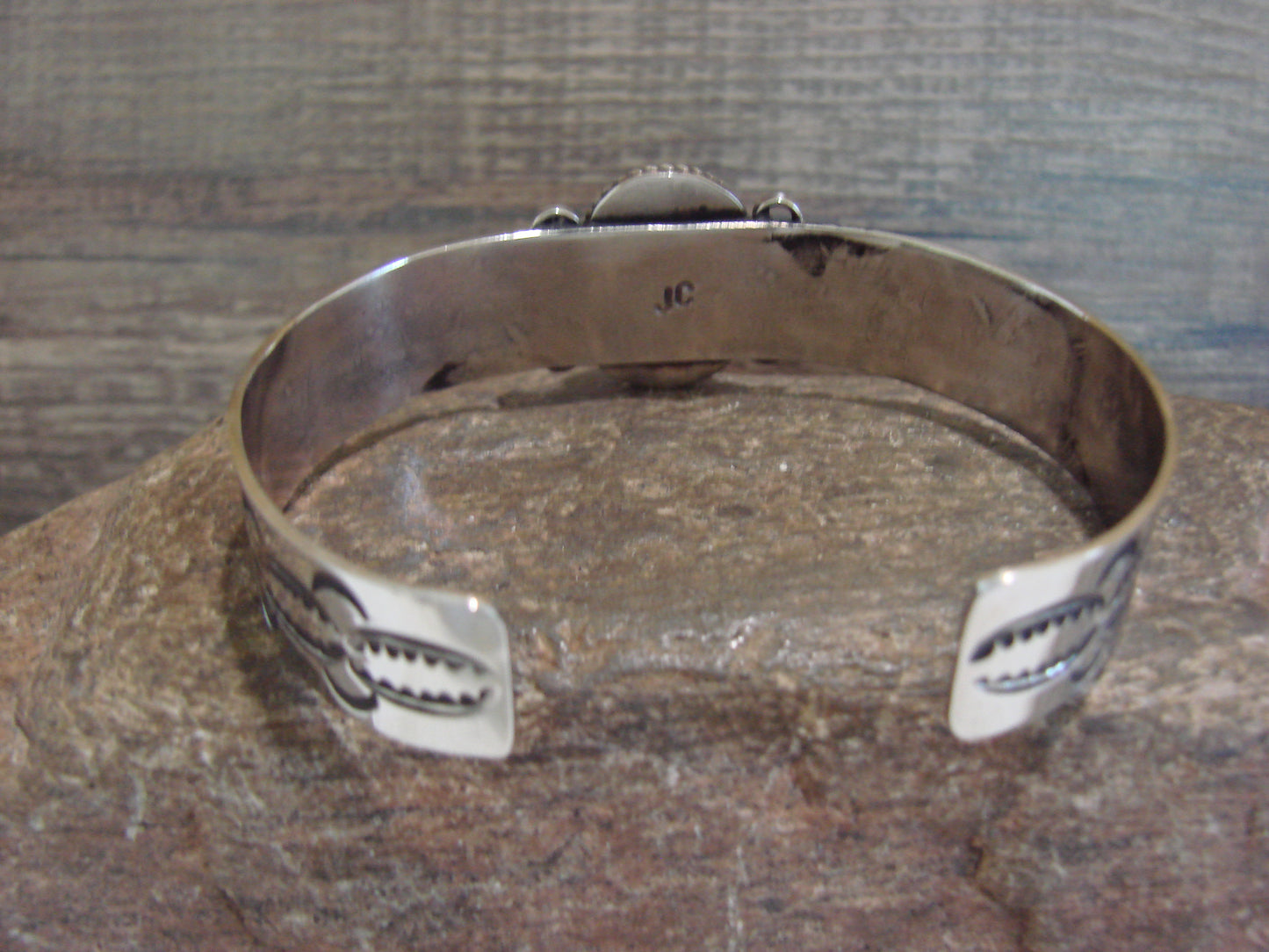 Navajo Indian Nickel Silver & Onyx Bracelet by Cleveland