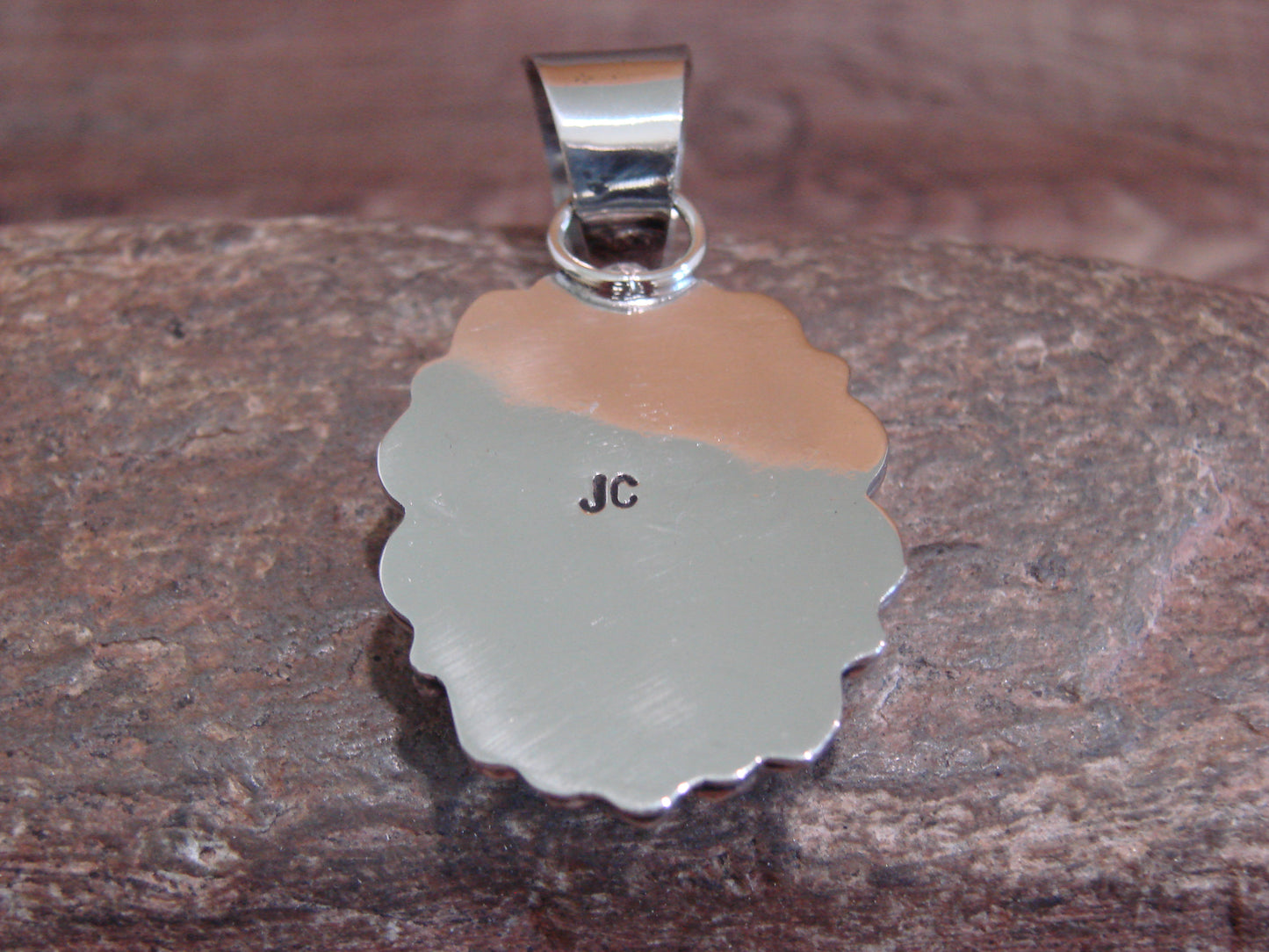 Native American Navajo Nickel Silver & Tiger Eye Pendant - Cleveland