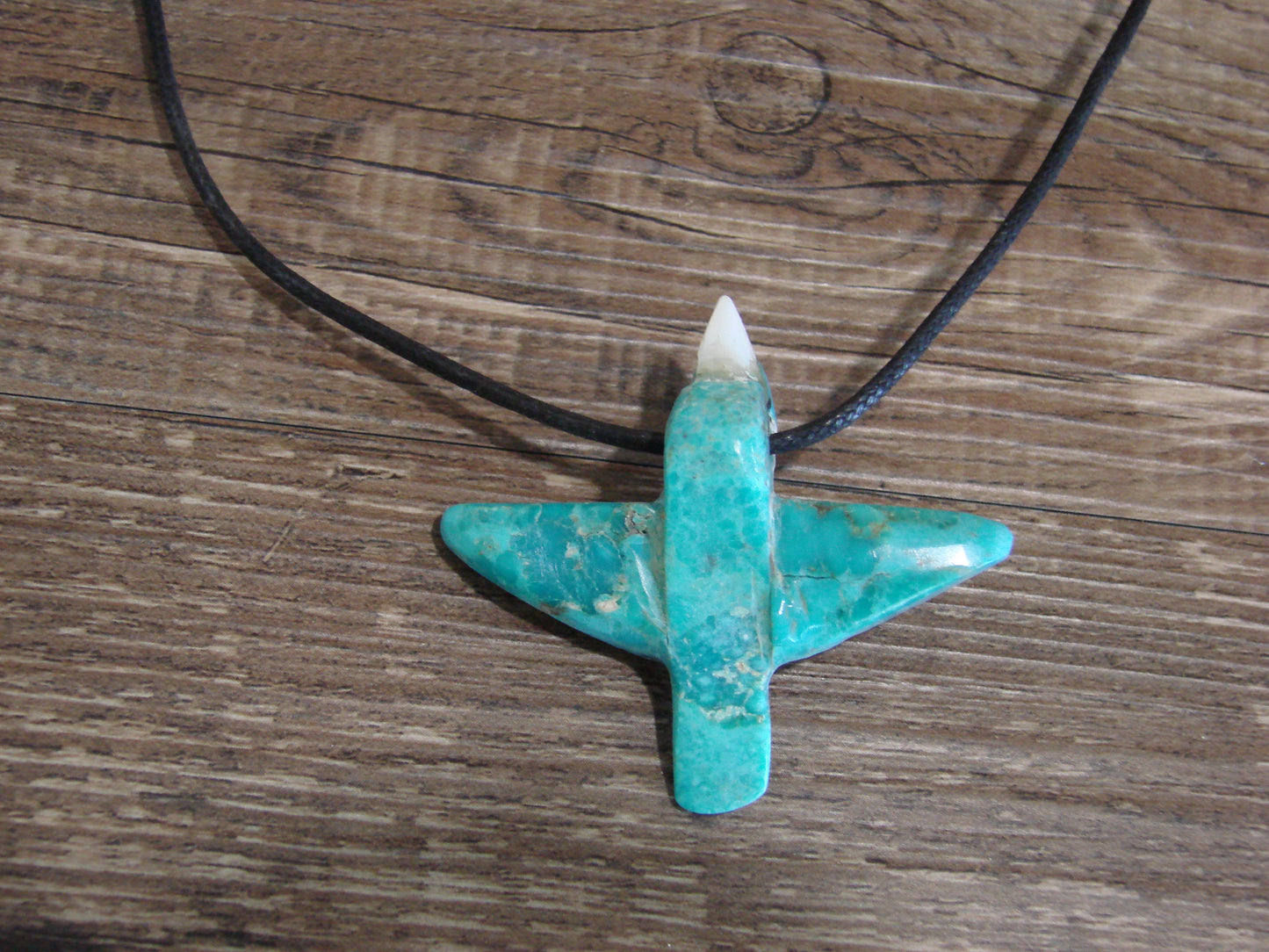 Hand Carved Turquoise Blue Jay Fetish Necklace by Matt Mitchell