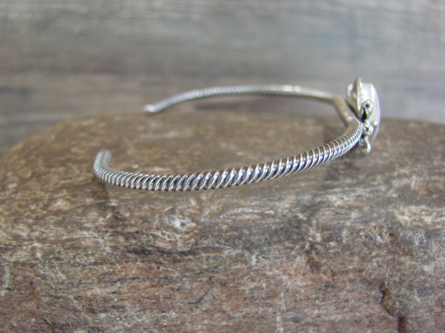 Native American Sterling Silver & Pink Shell Bracelet by Mike Smith