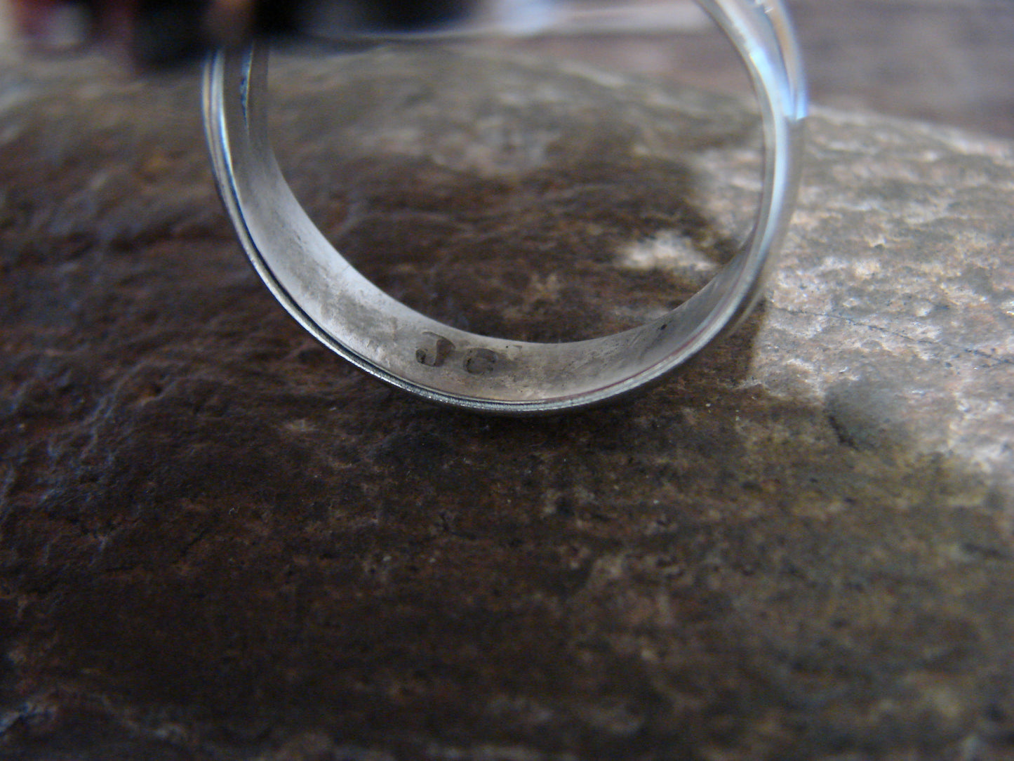 Native American Nickel Silver & Turquoise Ring by Cleveland - Size 11