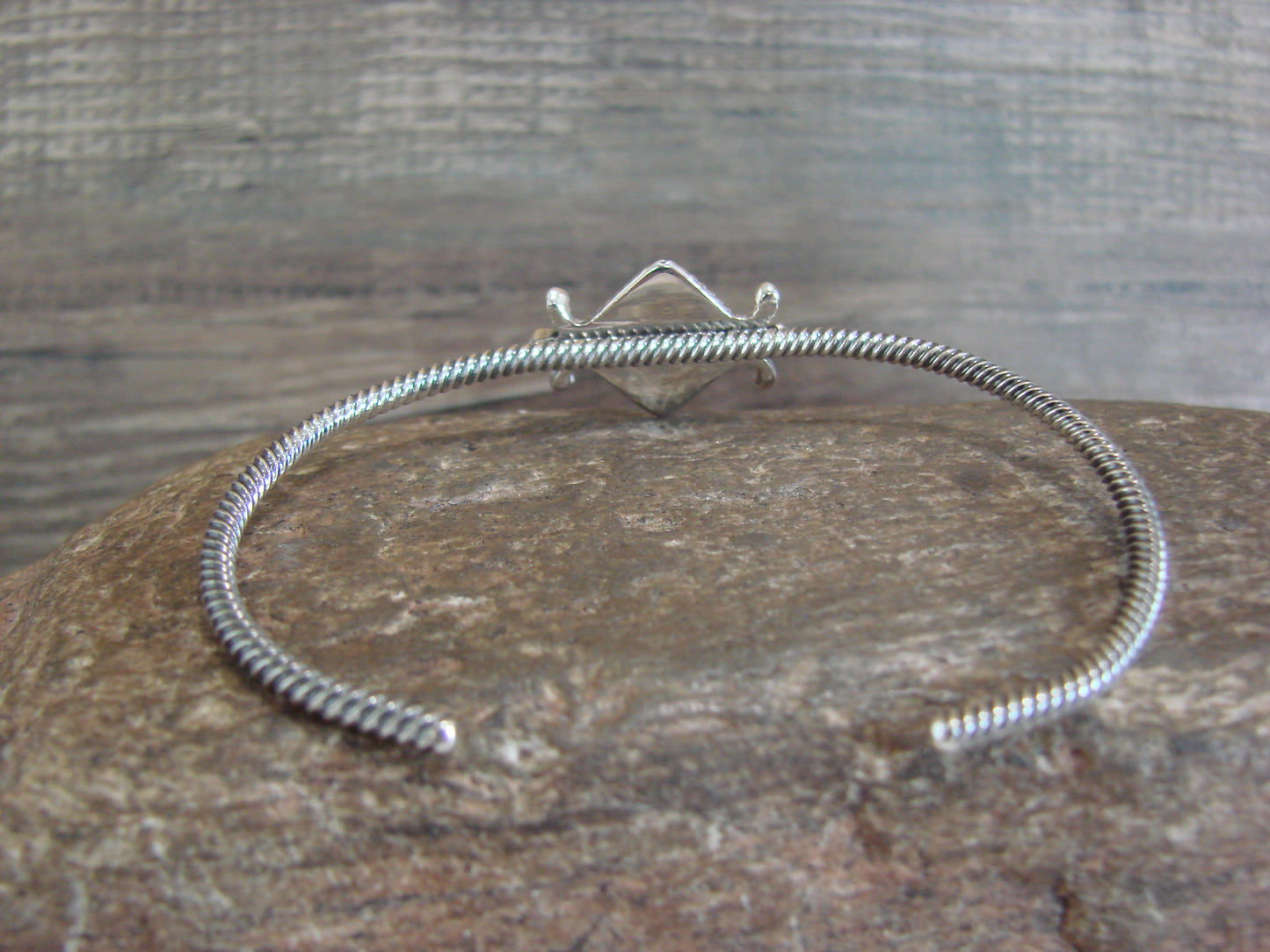 Native American Sterling Silver & Pink Shell Bracelet by Mike Smith