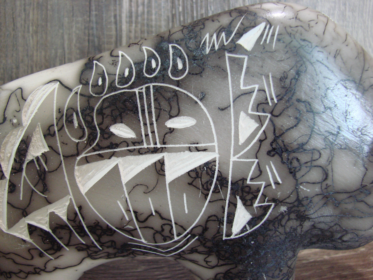 Navajo Pottery Horse Hair Buffalo Sculpture by Vail