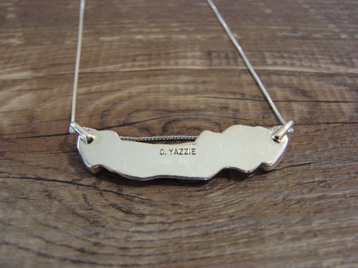 Native American Sterling Silver & Turquoise Heart Mama Necklace Signed Yazzie