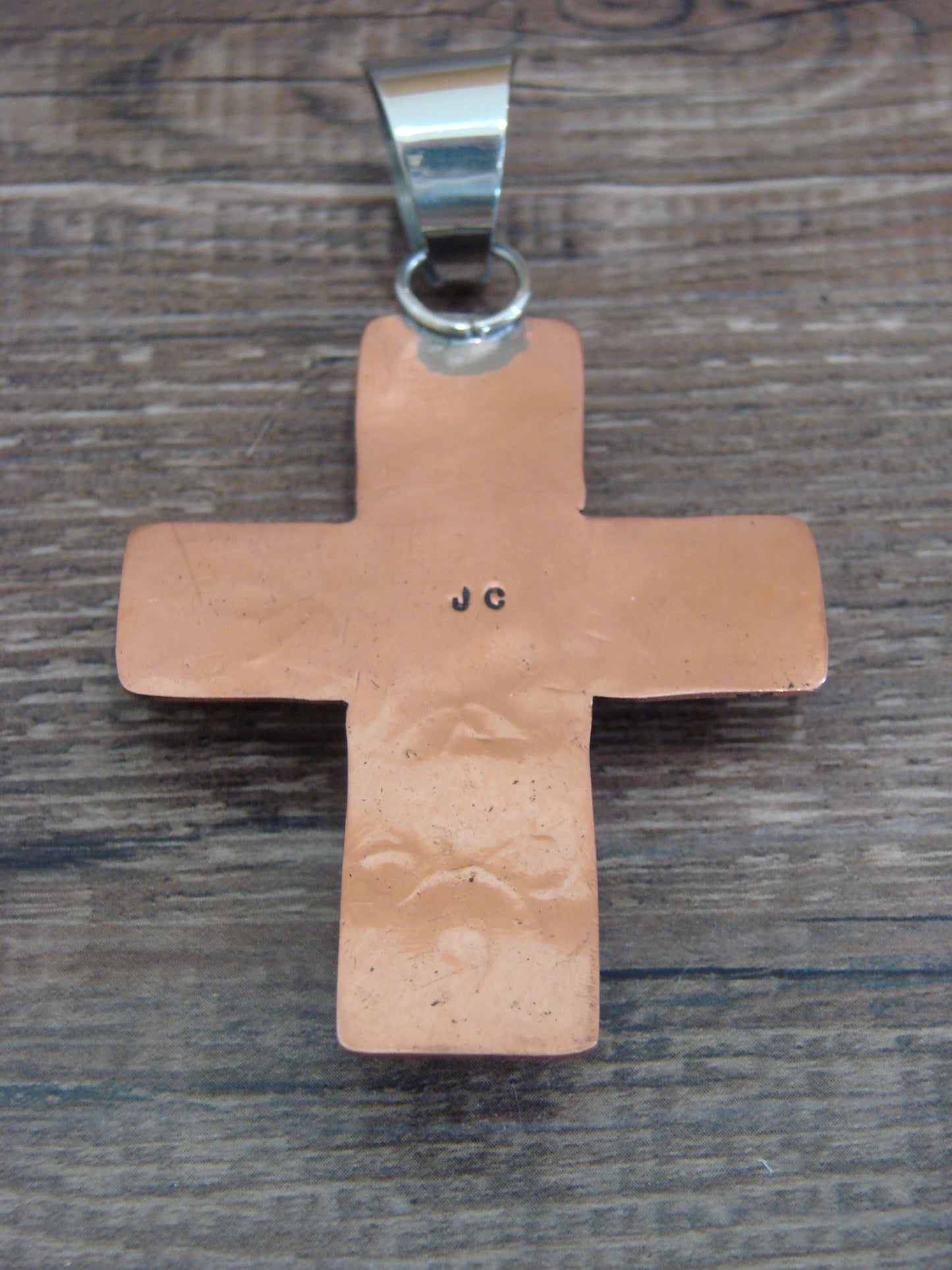 Native American Copper & Turquoise Cross Pendant by Cleveland