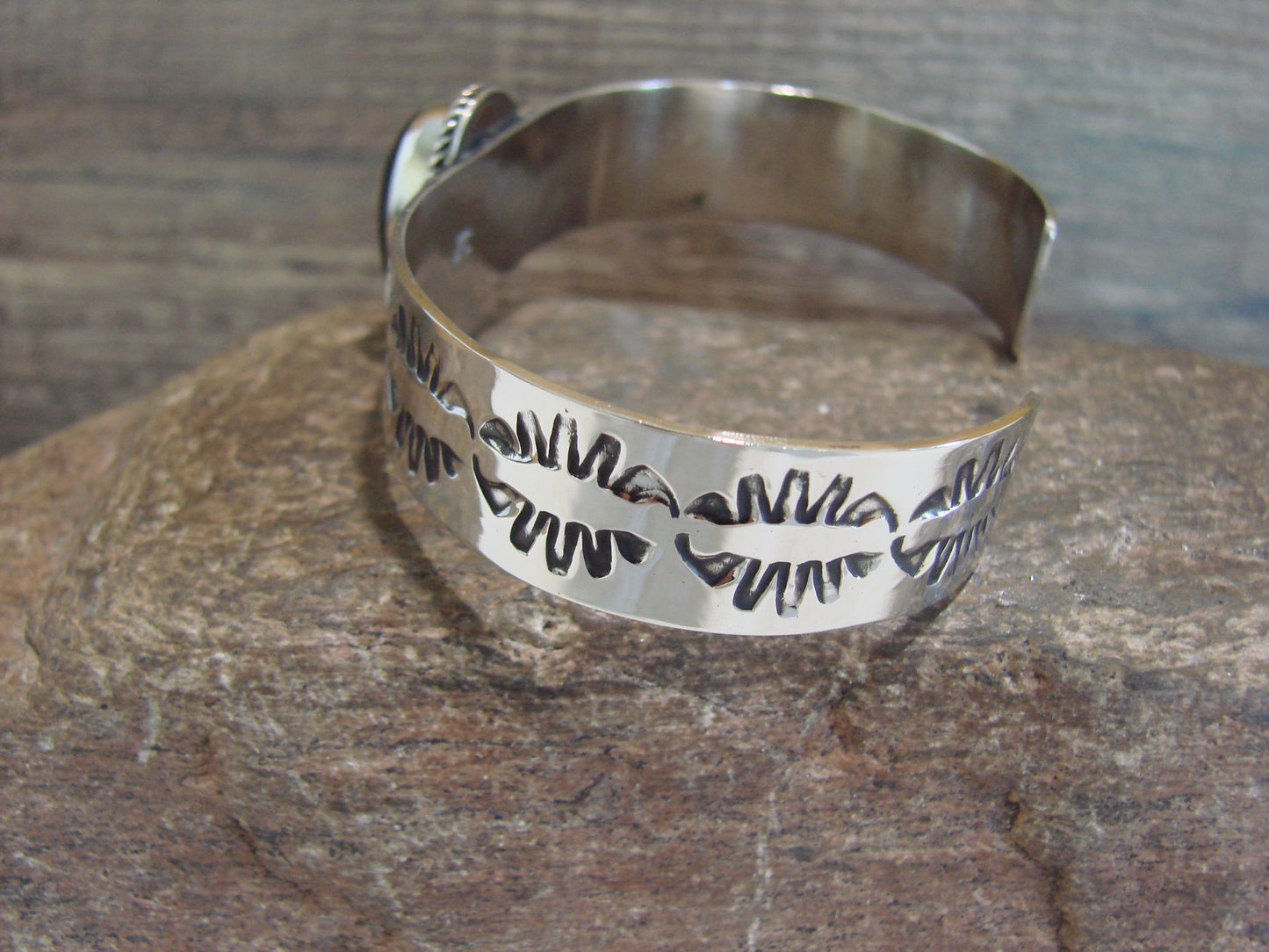 Navajo Indian Nickel Silver & Onyx Bracelet by Cleveland