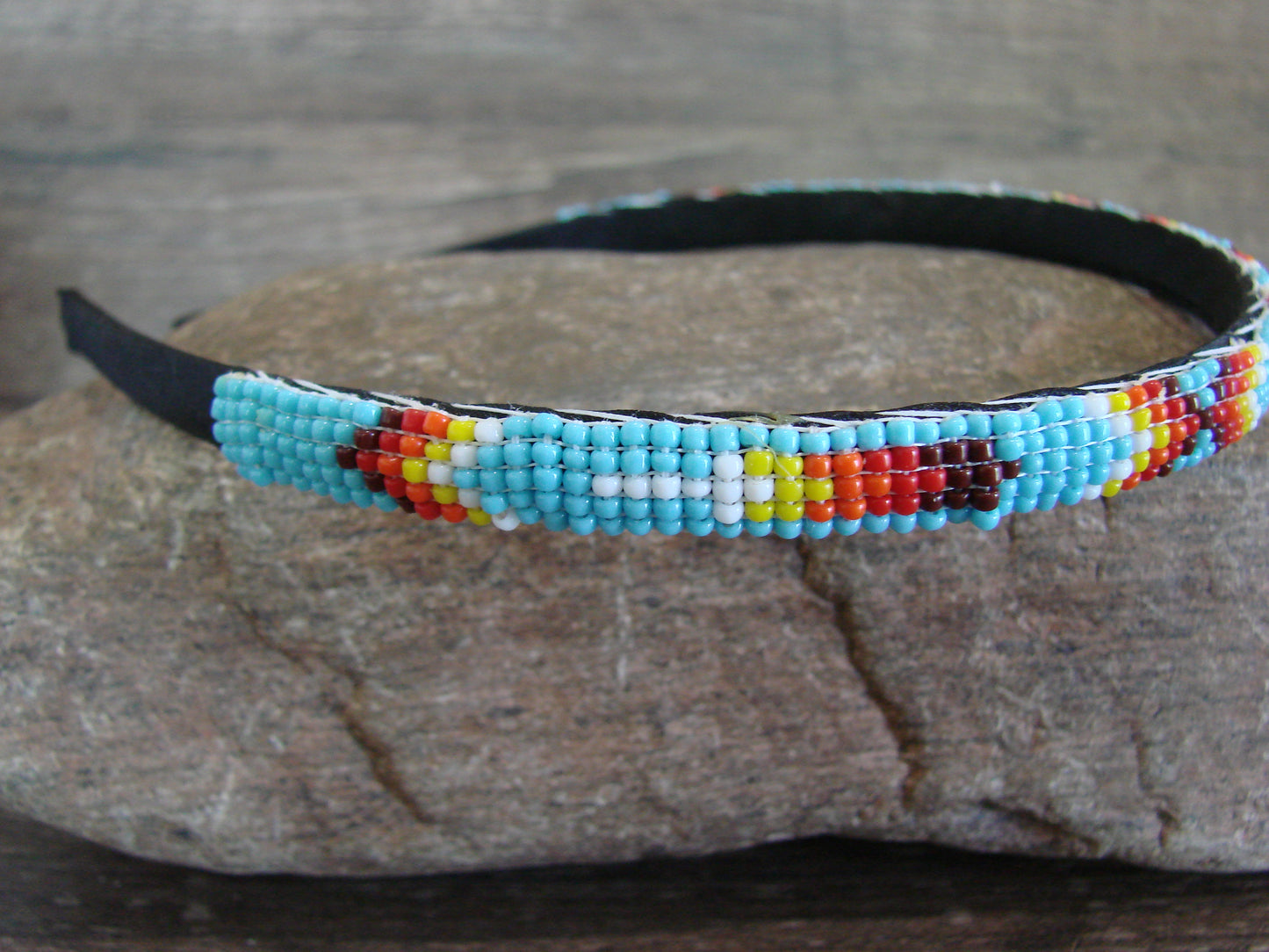 Navajo Indian Hand Beaded Head Band by Cleveland