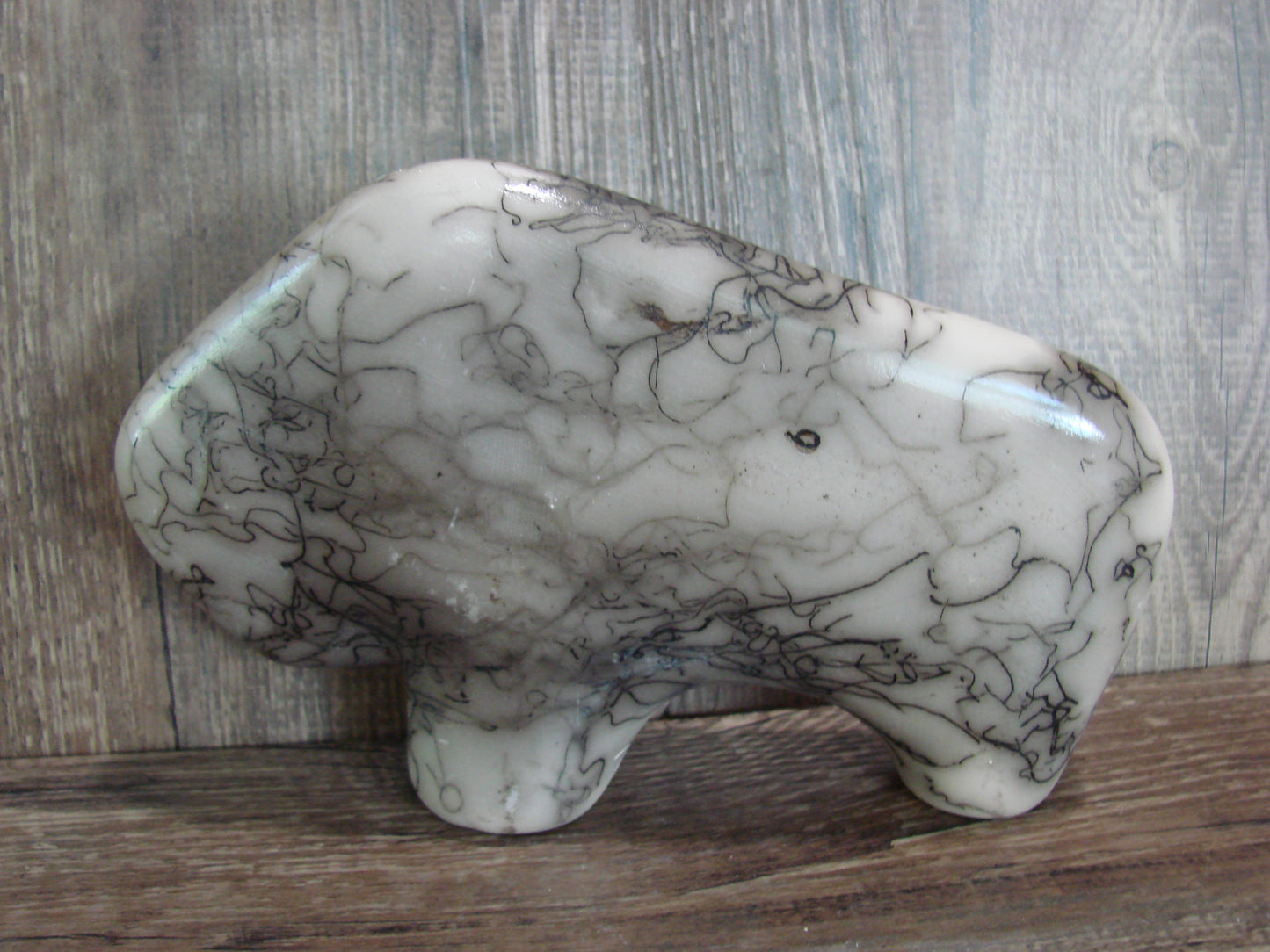Navajo Pottery Horse Hair Buffalo Sculpture by Vail