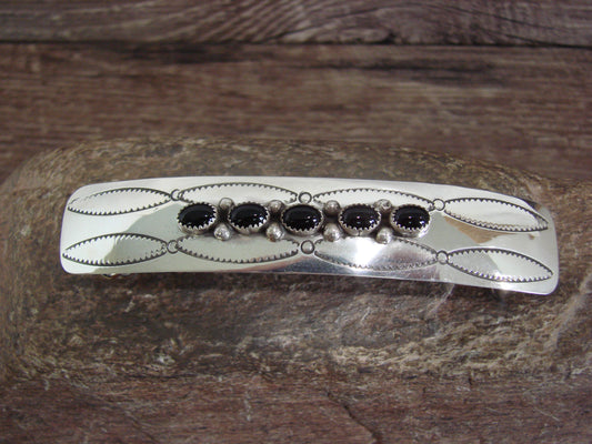 Native American Sterling Silver & Onyx Hair Barrette by Begay