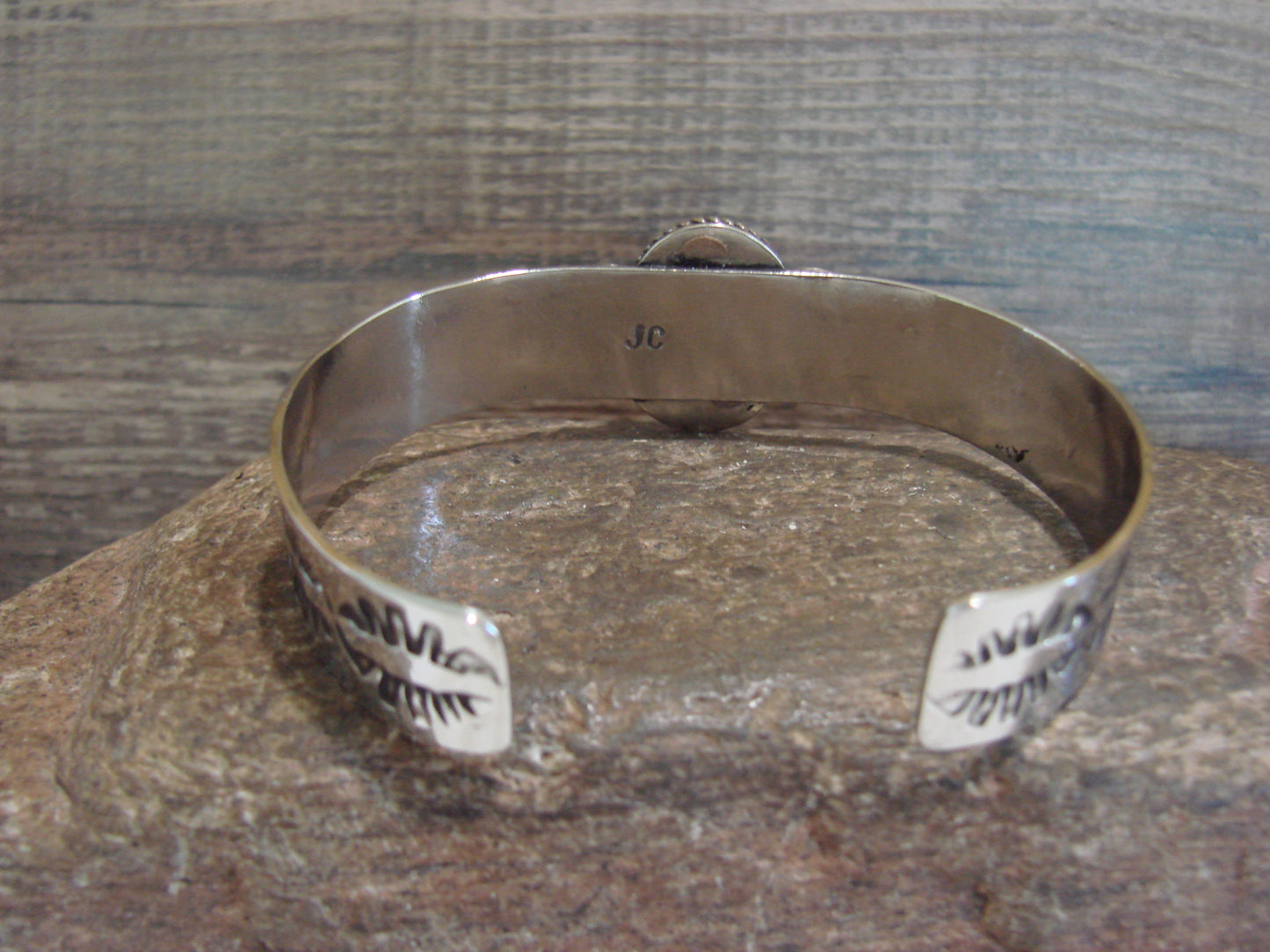 Navajo Indian Nickel Silver & Onyx Bracelet by Cleveland