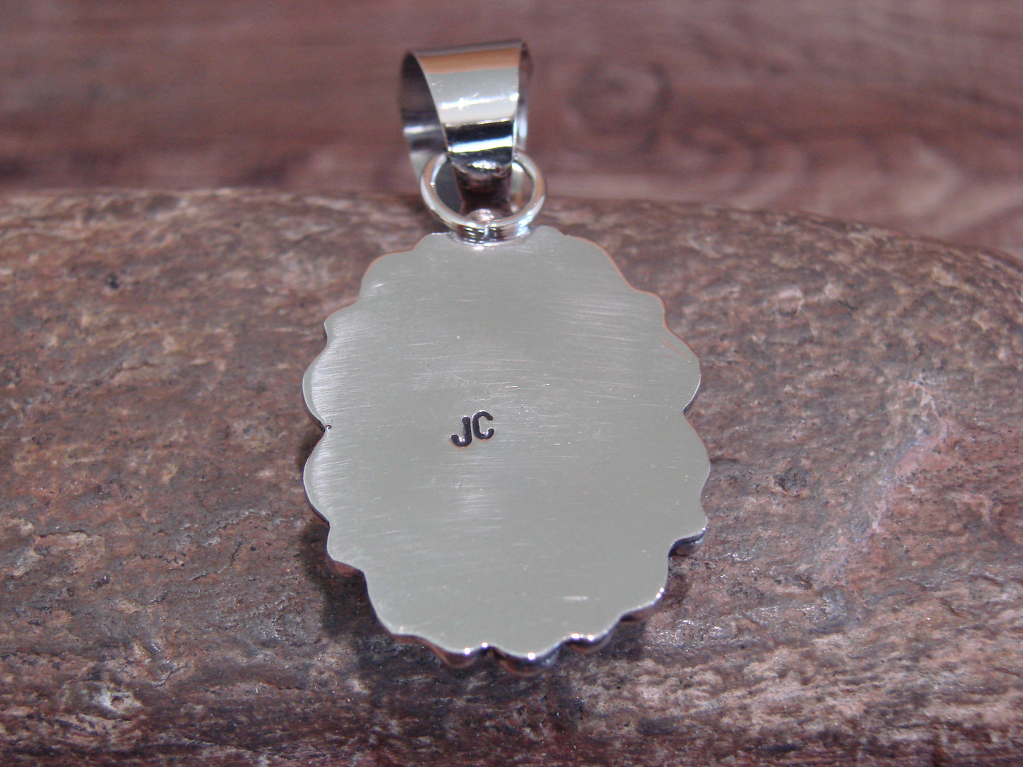 Native American Navajo Nickel Silver & Tiger Eye Pendant - Cleveland