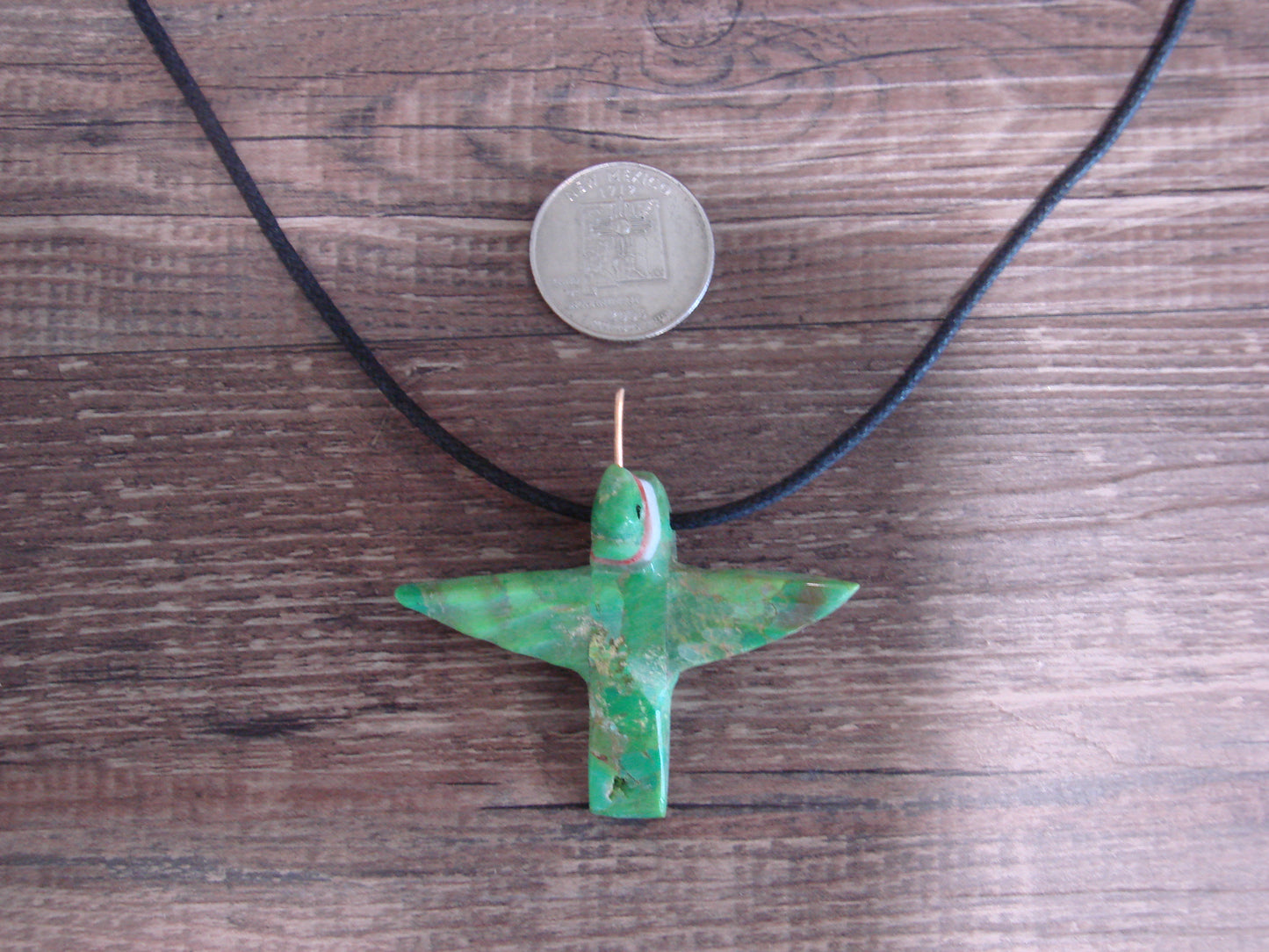 Hand Carved Gaspeite Hummingbird Fetish Necklace - Mitchell