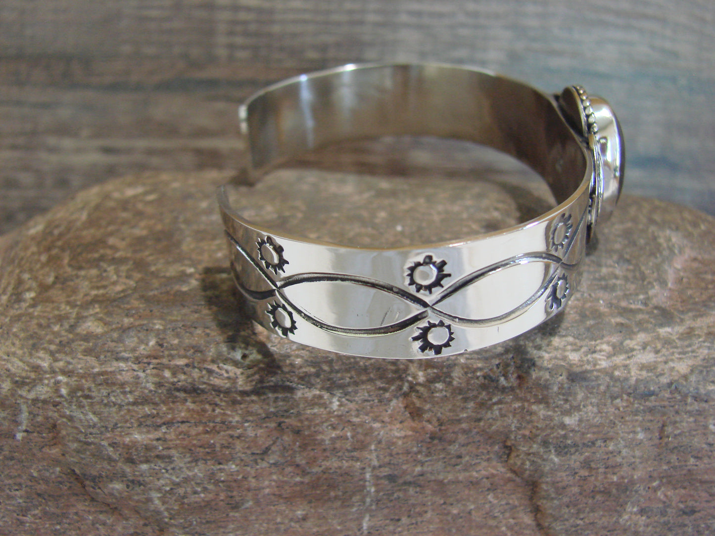 Navajo Indian Nickel Silver & Hematite Bracelet by Cleveland