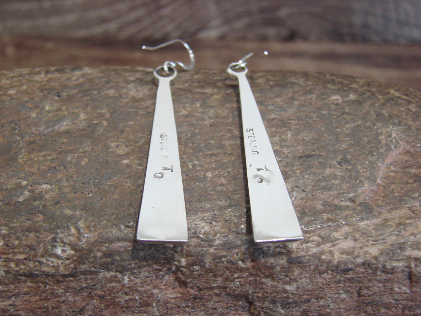 Native American Zuni Indian Sterling Silver Multi Stone Inlay Dangle Earrings by Qualo