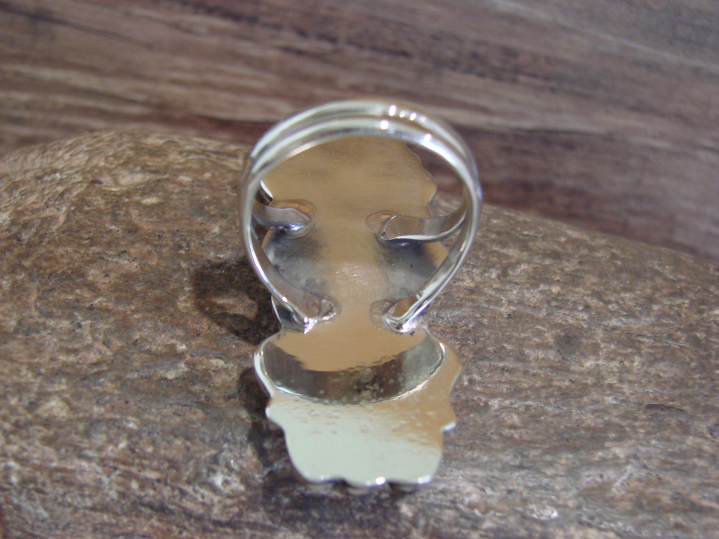 Native American Nickel Silver & Turquoise Ring by Cleveland - Size 11.5