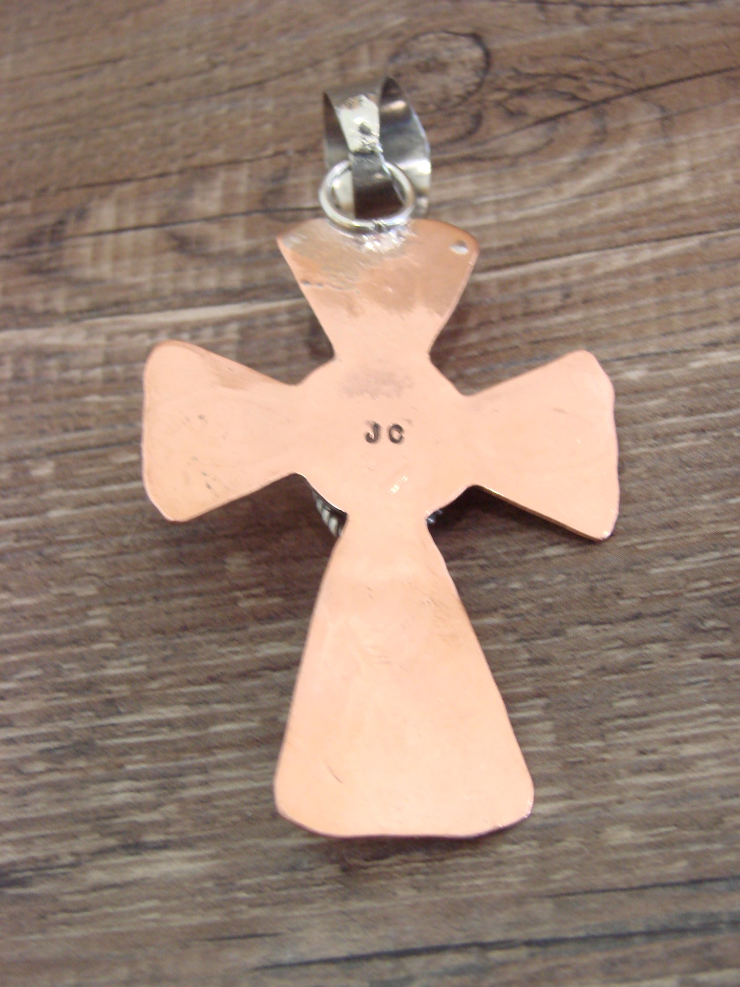 Native American Copper & Turquoise Cross Pendant by Cleveland