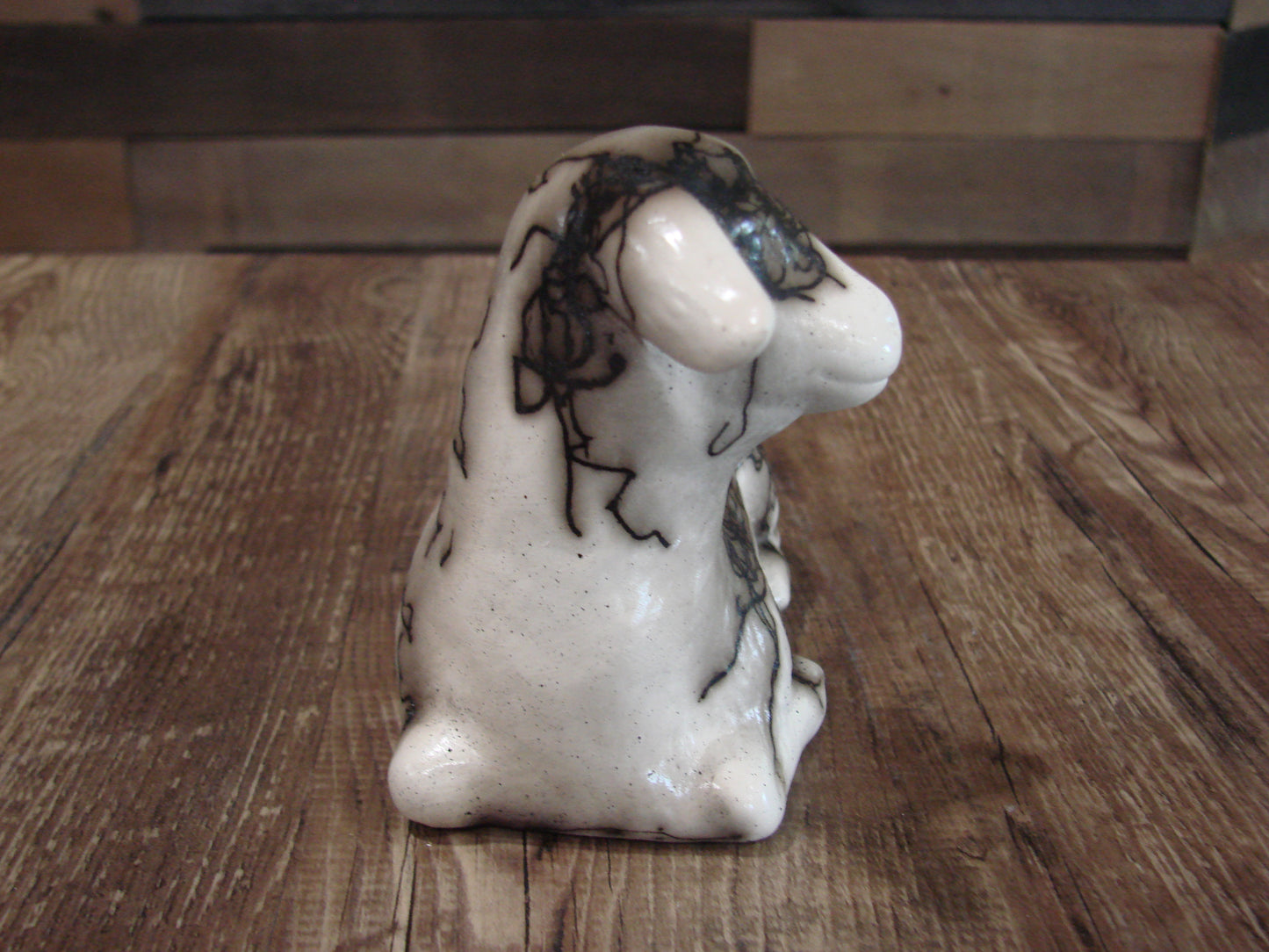 Native American Pottery Horse Hair Lamb Sculpture by Vail