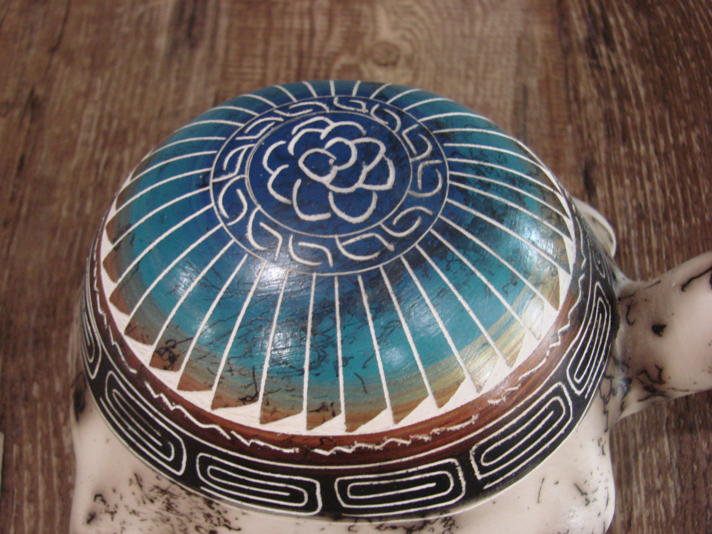 Native American Navajo Horse Hair Turtle Pottery Sculpture - Benally