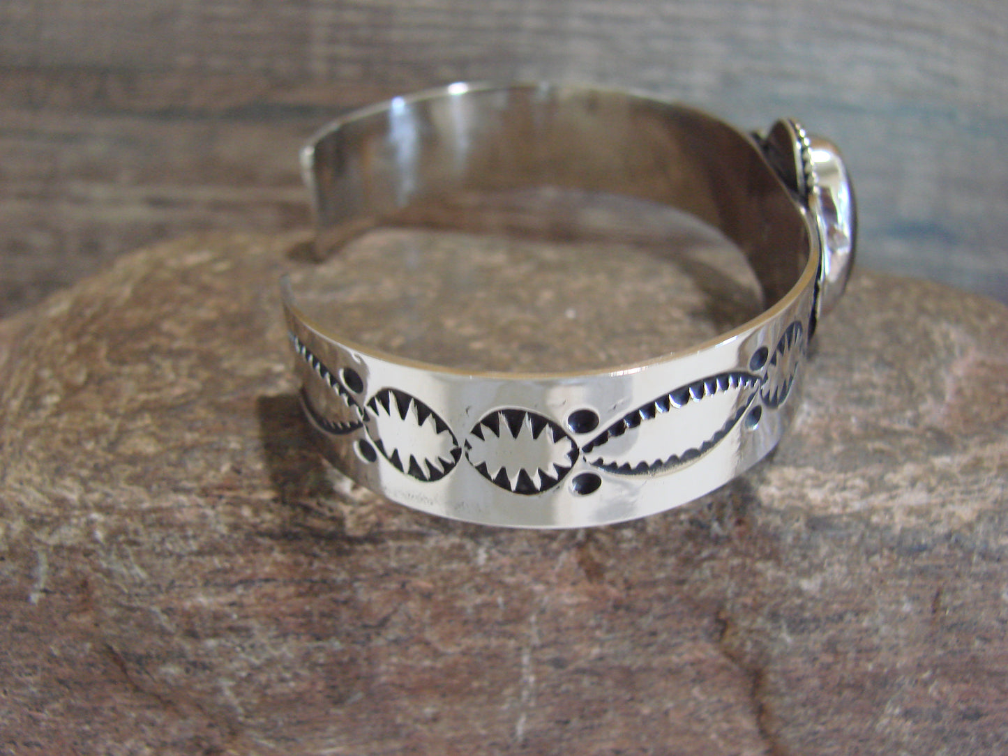 Navajo Indian Nickel Silver & Hematite Bracelet by Cleveland