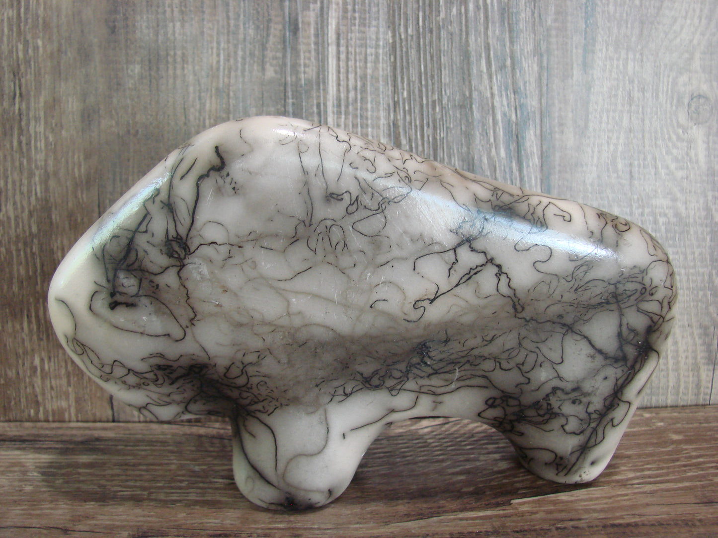 Navajo Pottery Horse Hair Buffalo Sculpture by Vail