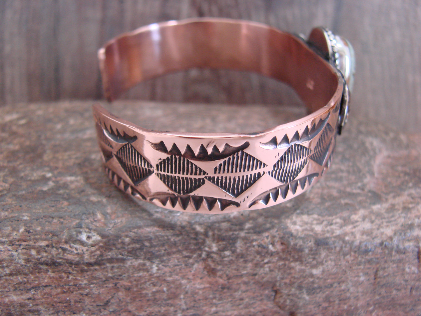 Native American Copper & Turquoise Bracelet by Cleveland