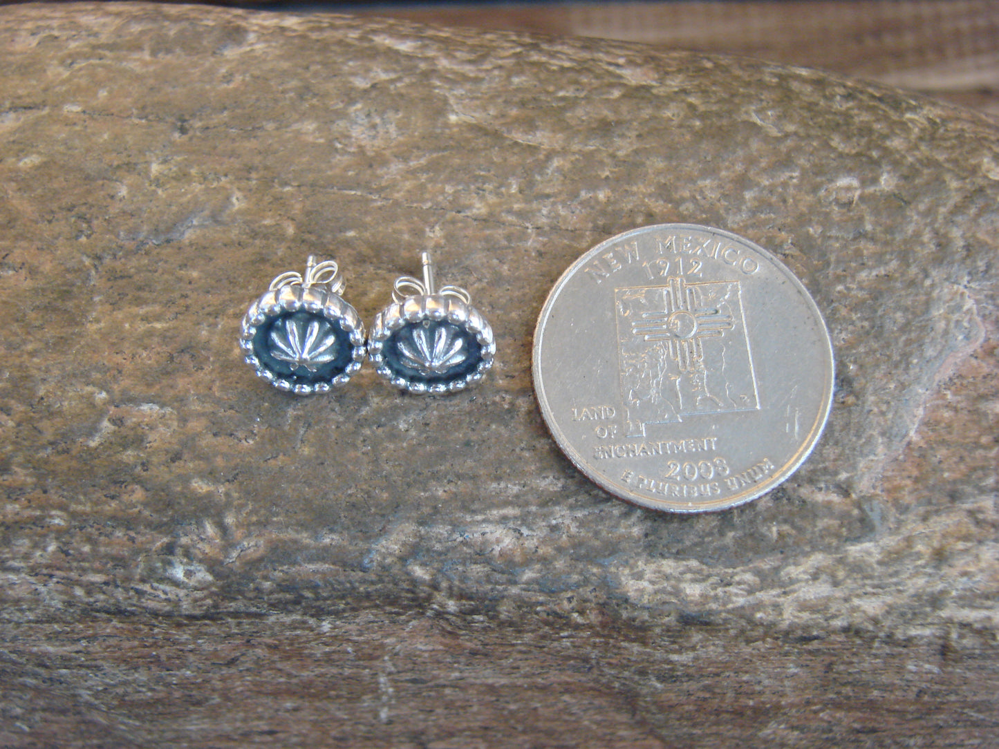 Native American Sterling Silver 3/8" Star Drop Post Earrings by Joe