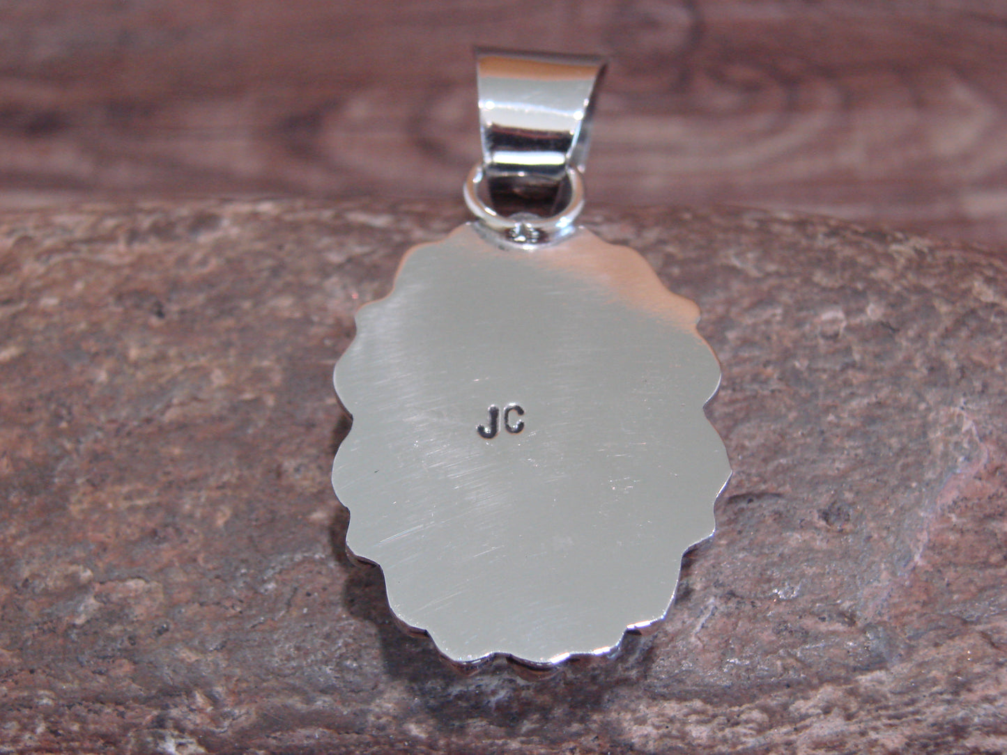 Native American Navajo Nickel Silver & Tiger Eye Pendant - Cleveland