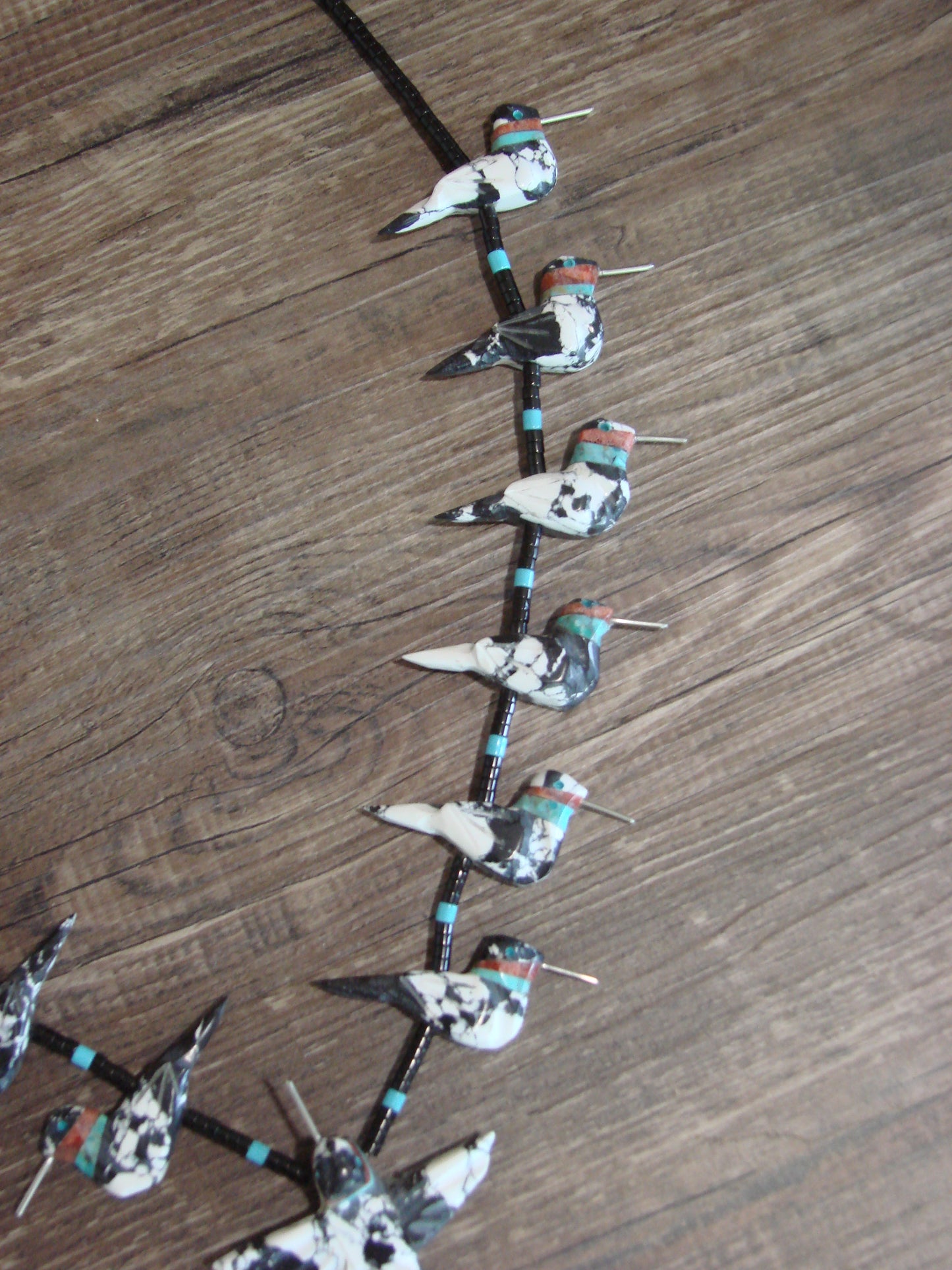 Hand Carved White Buffalo Turquoise Hummingbird Fetish Necklace Matt Mitchell