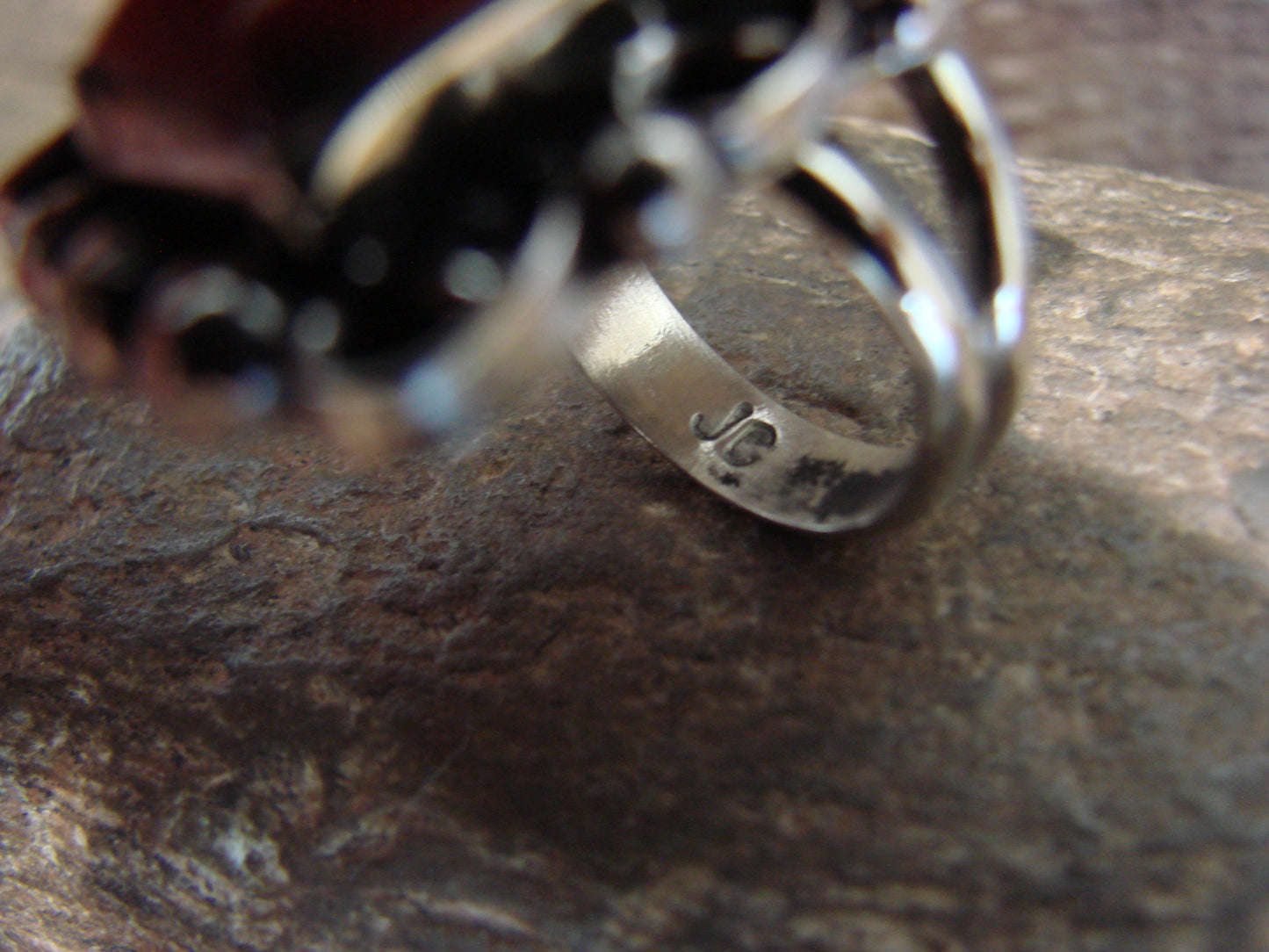 Native American Nickel Silver & Coral Ring Size 9.5 - Cleveland