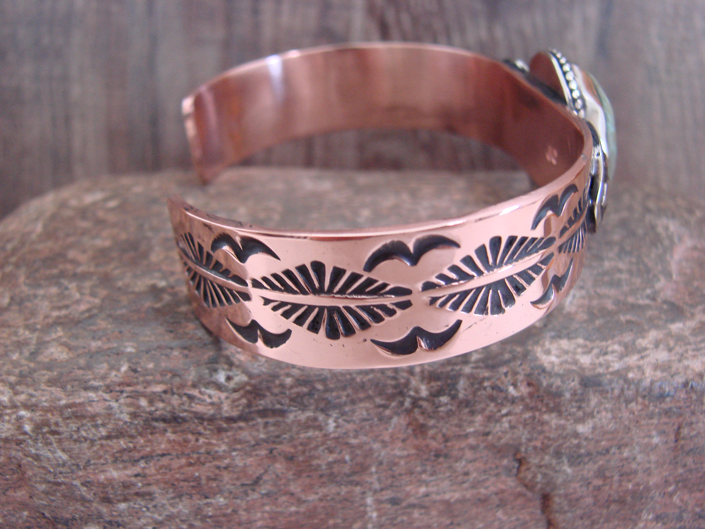 Native American Copper & Turquoise Bracelet by Cleveland