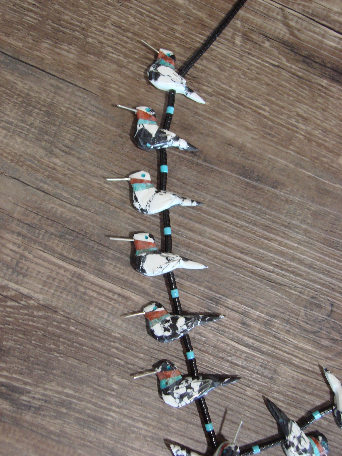 Hand Carved White Buffalo Turquoise Hummingbird Fetish Necklace Matt Mitchell