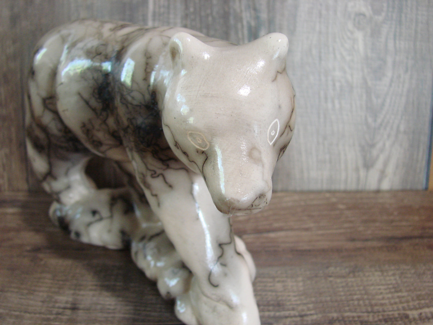 Navajo Pottery Horse Hair Bear Sculpture by Vail