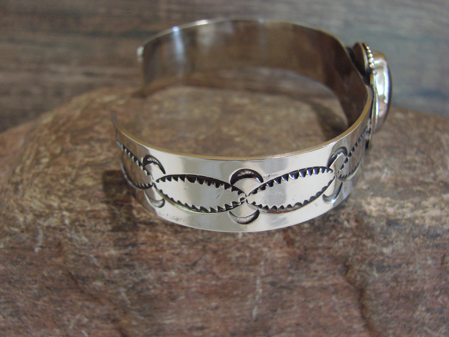 Navajo Indian Nickel Silver & Hematite Bracelet by Cleveland